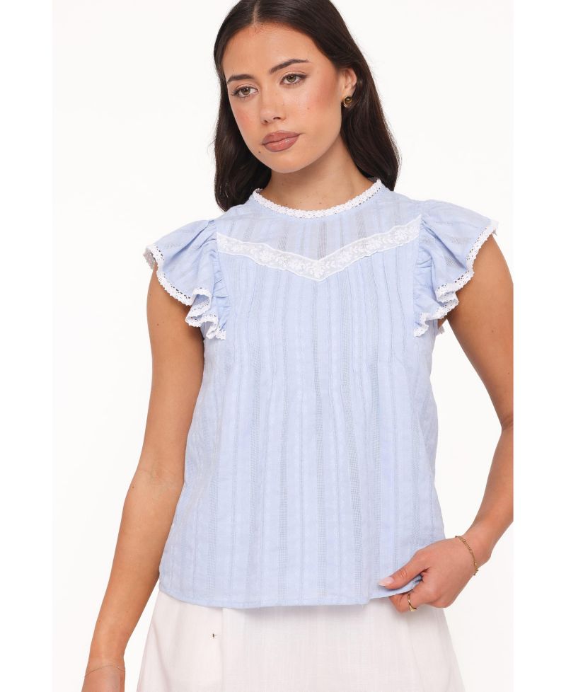 Women's Laoise High-Neckline Lace-Ruffle Top