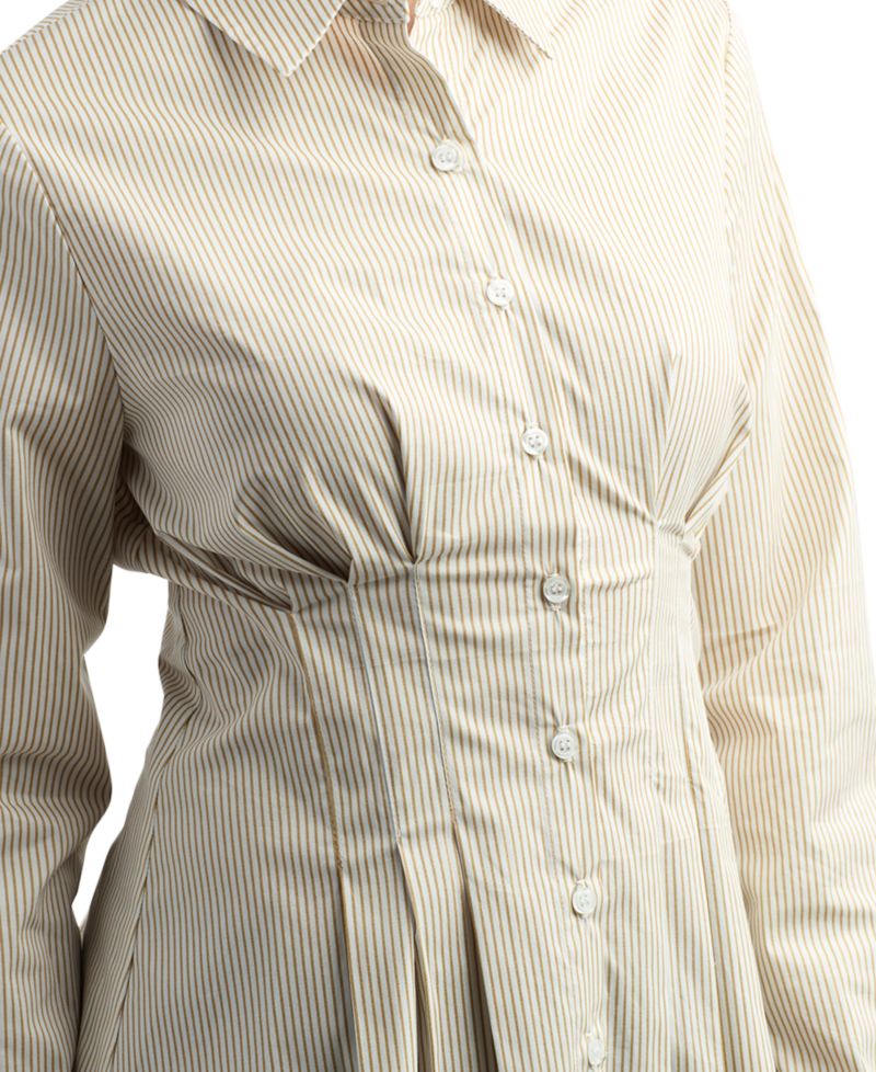 Juniors' Long-Sleeve Striped Point-Collar Blouse