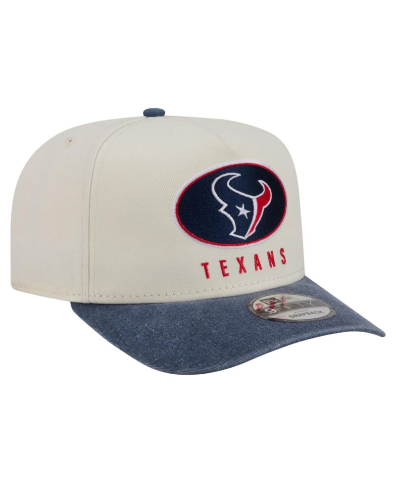 Men's Cream/Navy Houston Texans Washed A-Frame 9FIFTY Snapback Hat