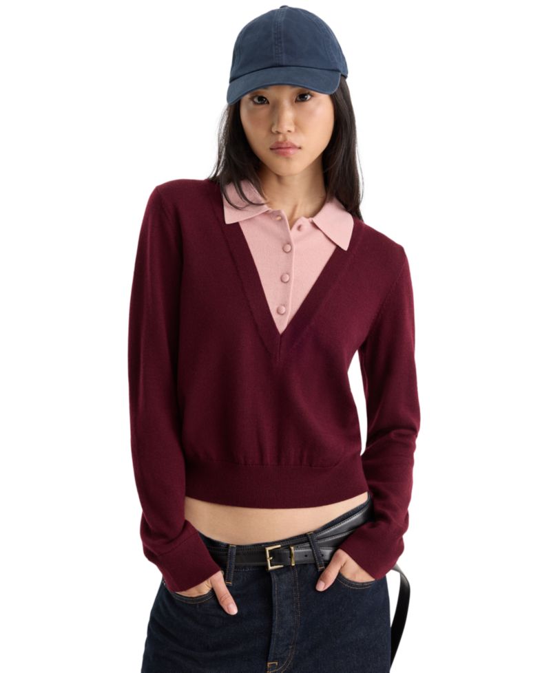 Women's Two-In-One Collared Sweater