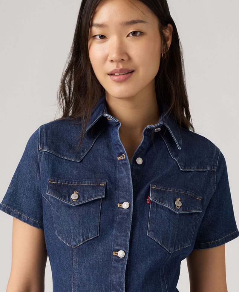 Women's Trace Western Denim Shirt Dress