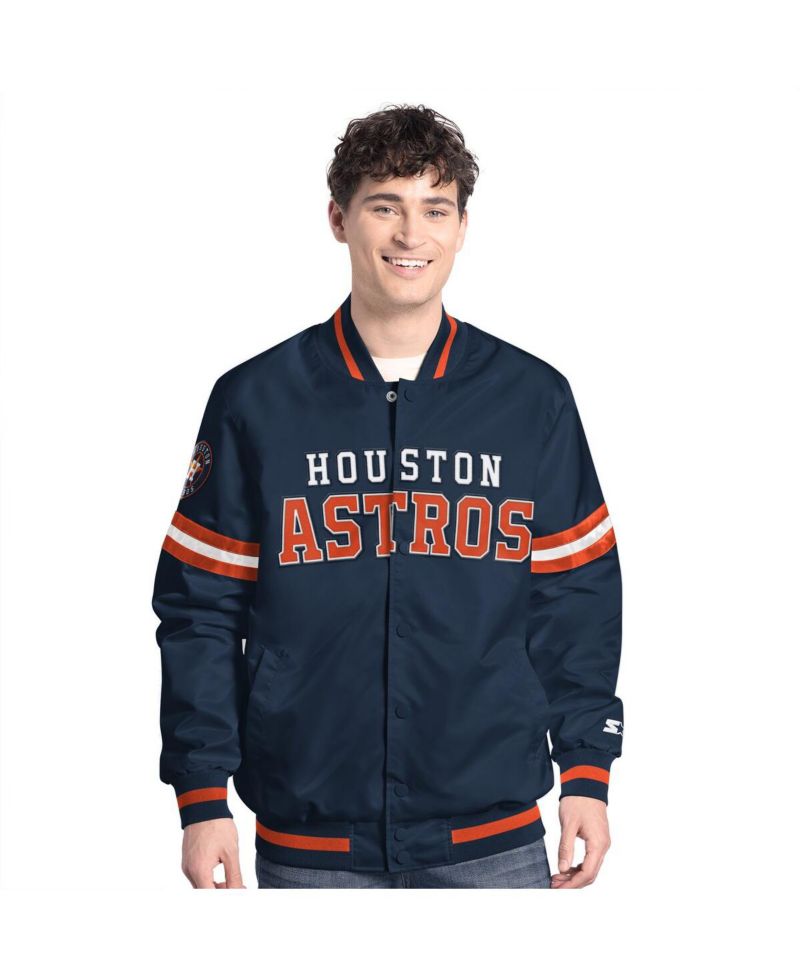 Men's Navy Houston Astros Scout Full-Snap Varsity Jacket