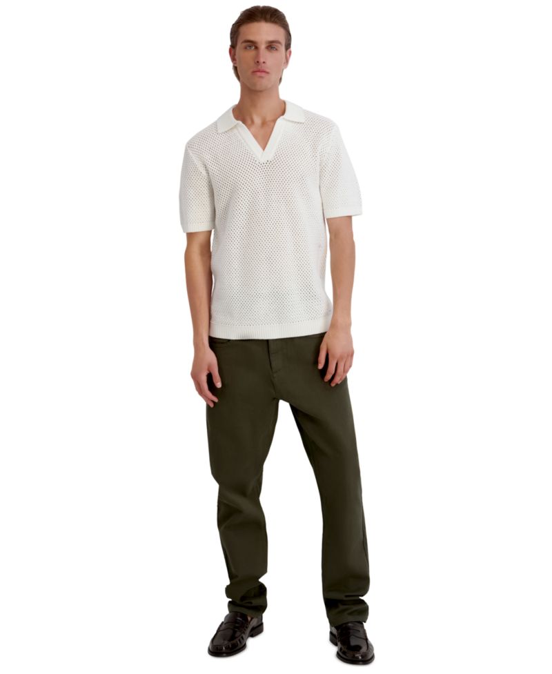 Men's Open Weave Johnny Collar Polo Shirt