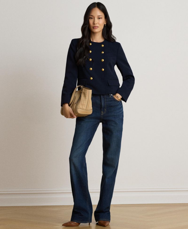 Women's Sable Crepe Double-Breasted Cropped Jacket