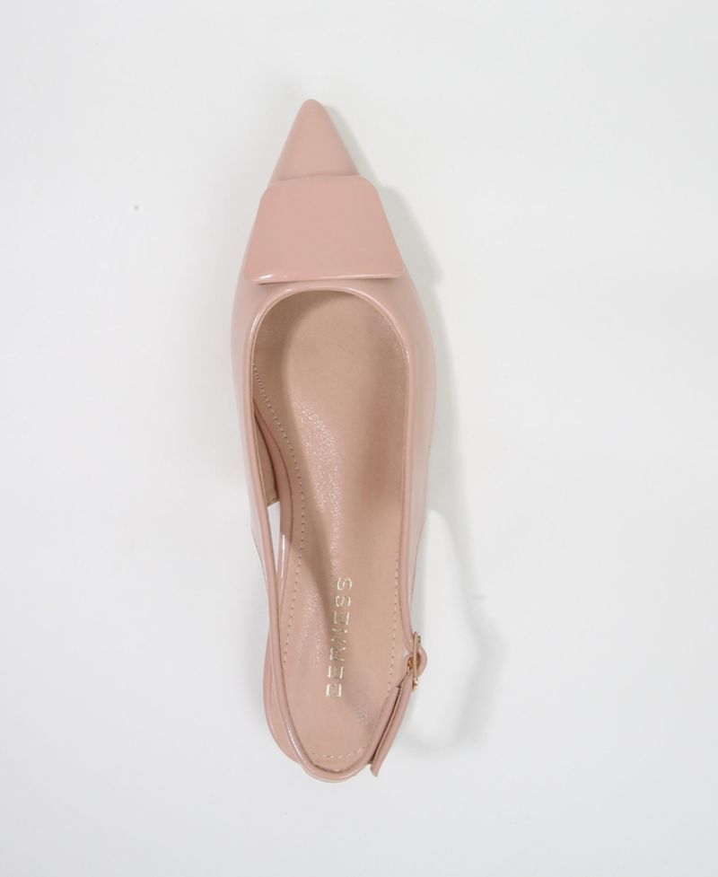 Women's Blanca Patent Slingback Flats with Geometric Accent