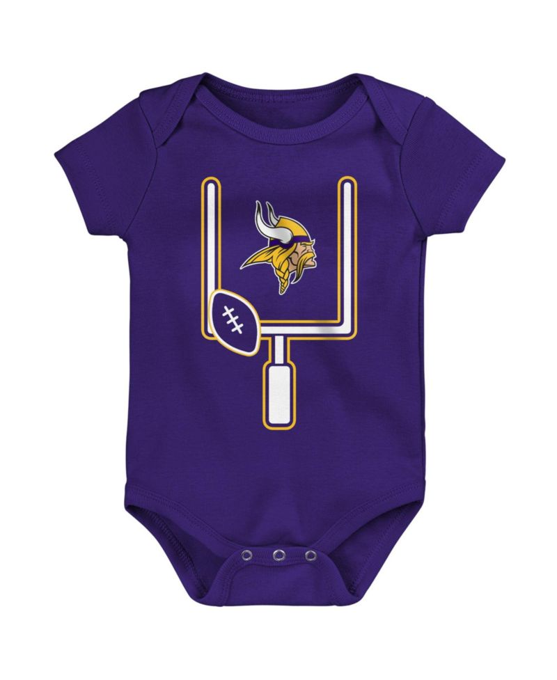 Baby Boys and Girls Minnesota Vikings Littlest Player Short-Sleeve Screen-Print Bodysuit, 3-Pack