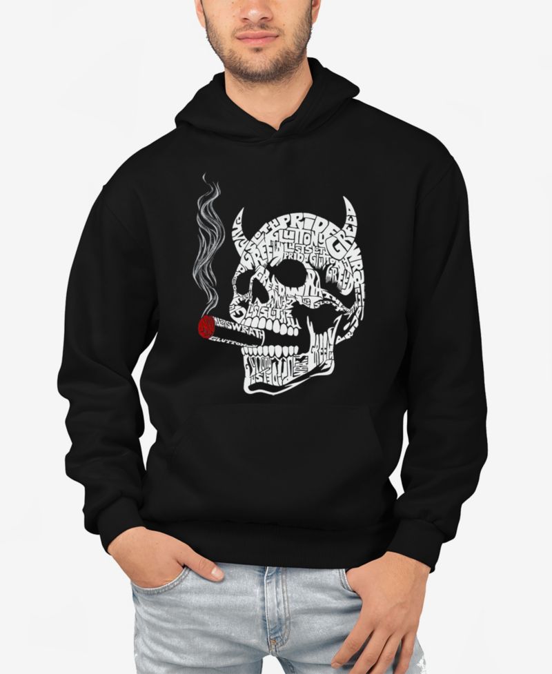 Men's 7 Deadly Sins Skull Word Art Hooded Sweatshirt