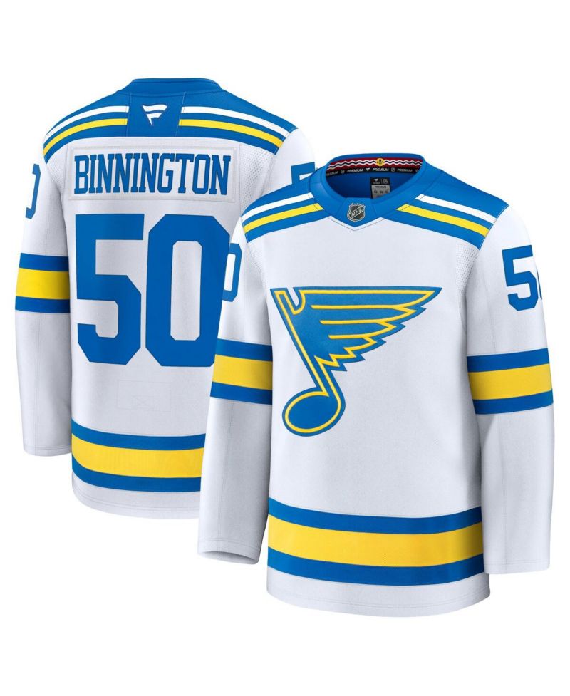 Men's Binnington White St. Louis Blues Away Premium Player Jersey