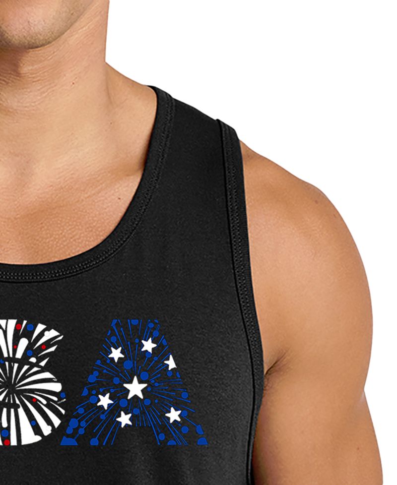 Men's USA Fireworks Patriotic Graphic Tank Top