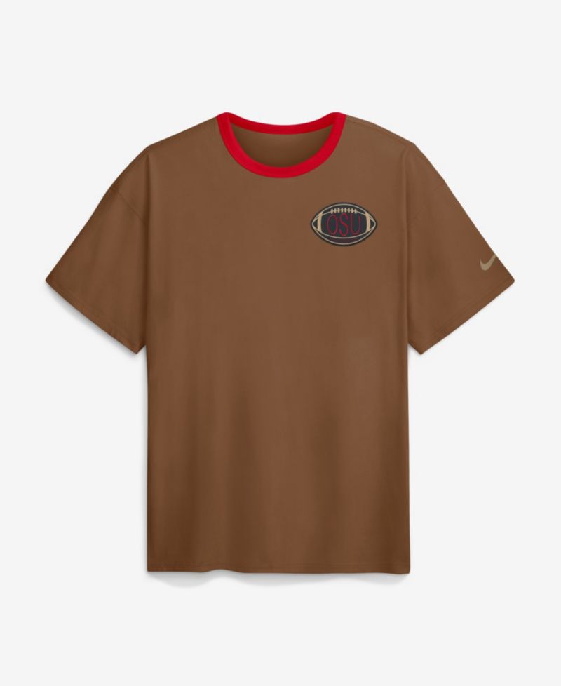 Men's Brown Ohio State Buckeyes Academic Patch Max90 T-Shirt