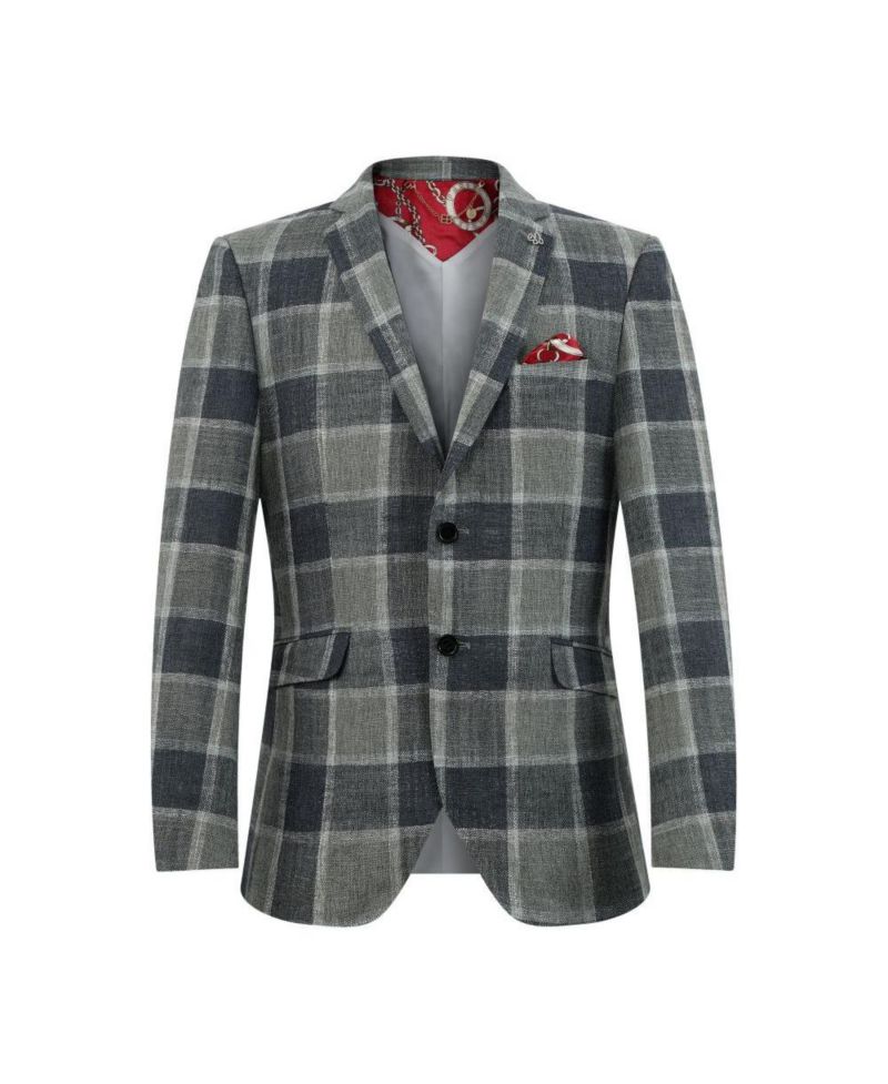 Men's Slim Fit Big Plaid Sports Blazer