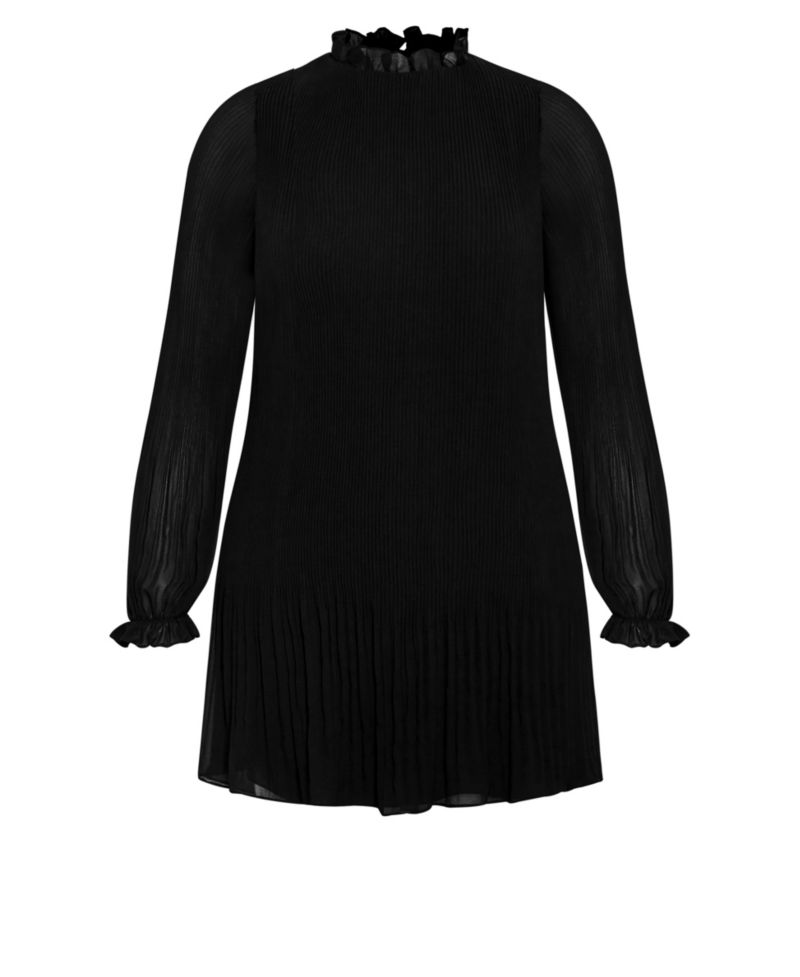 Plus Size Pleat Ruffle Dress
