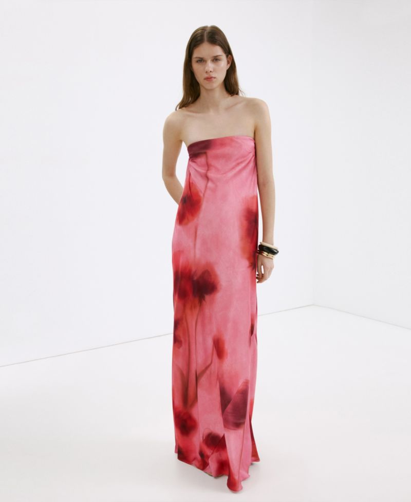 Women's Strapless Floral Dress