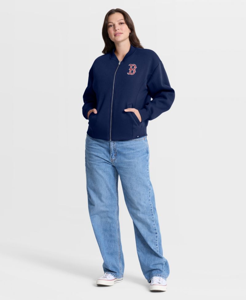 Women's Navy Boston Red Sox Oversized Rage Against Full-Zip Jacket