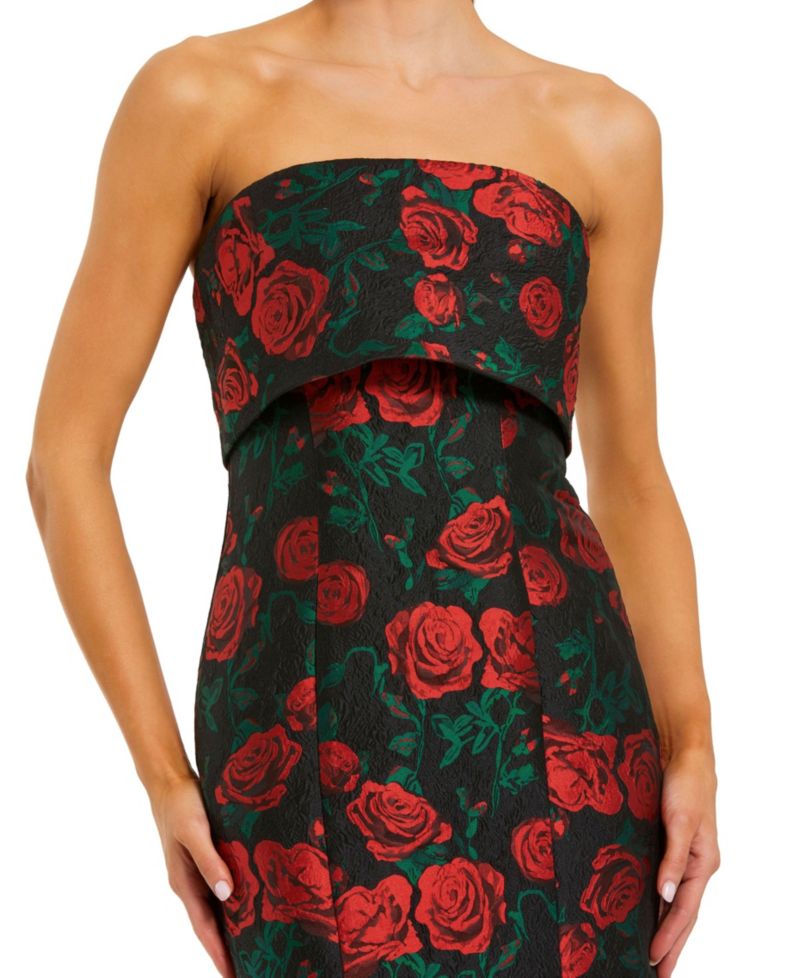 Women's Strapless Floral Brocade Mermaid Gown