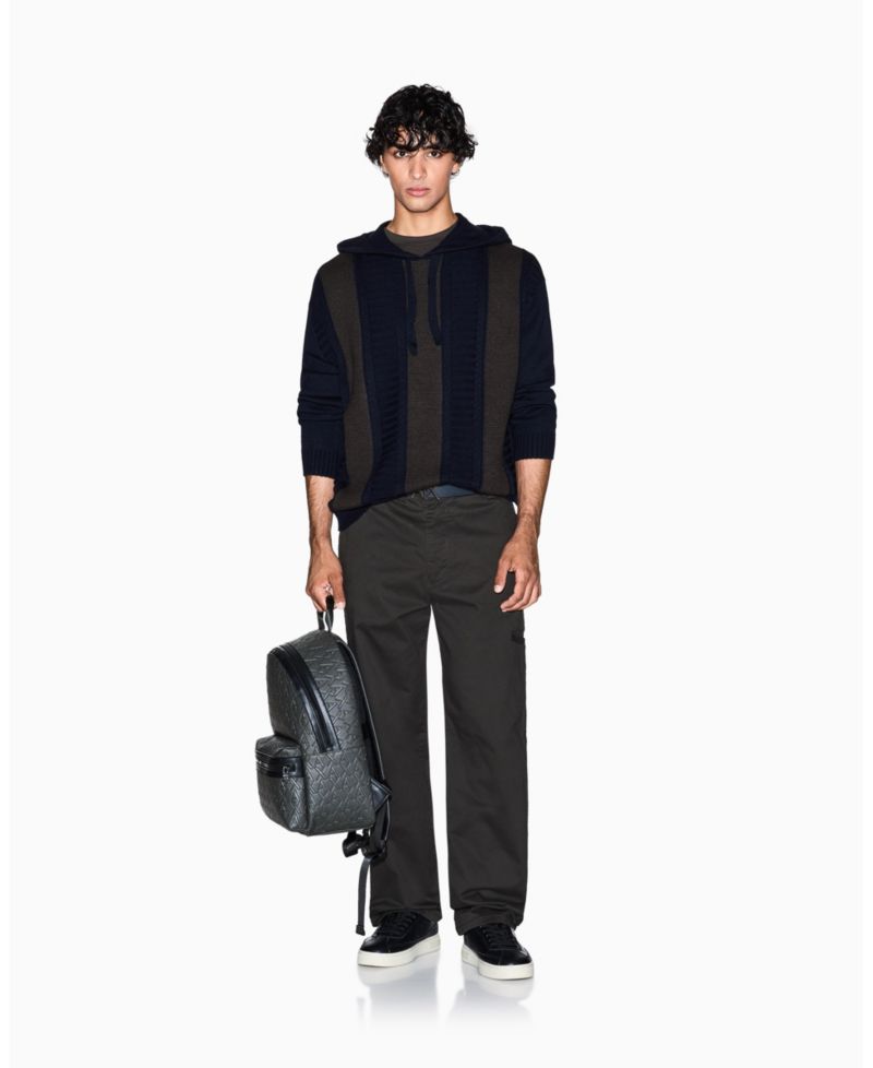 Men's Wool Color Block Hood Sweater