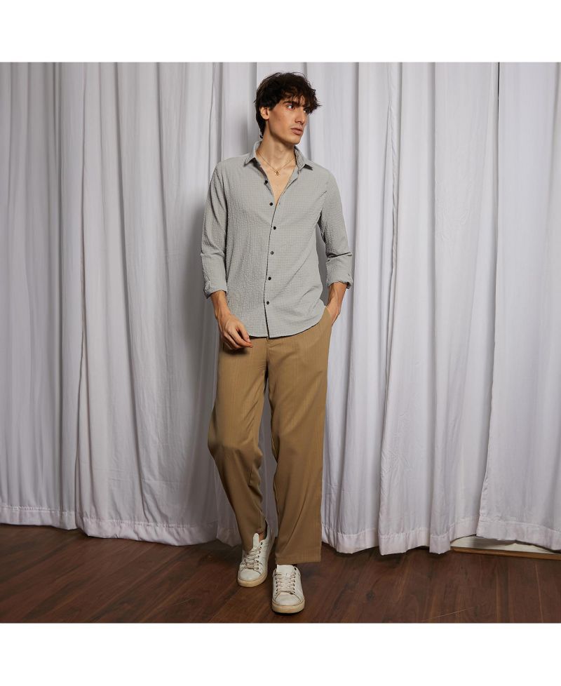 Men's Ash Grey Cubic-Seersucker Shirt