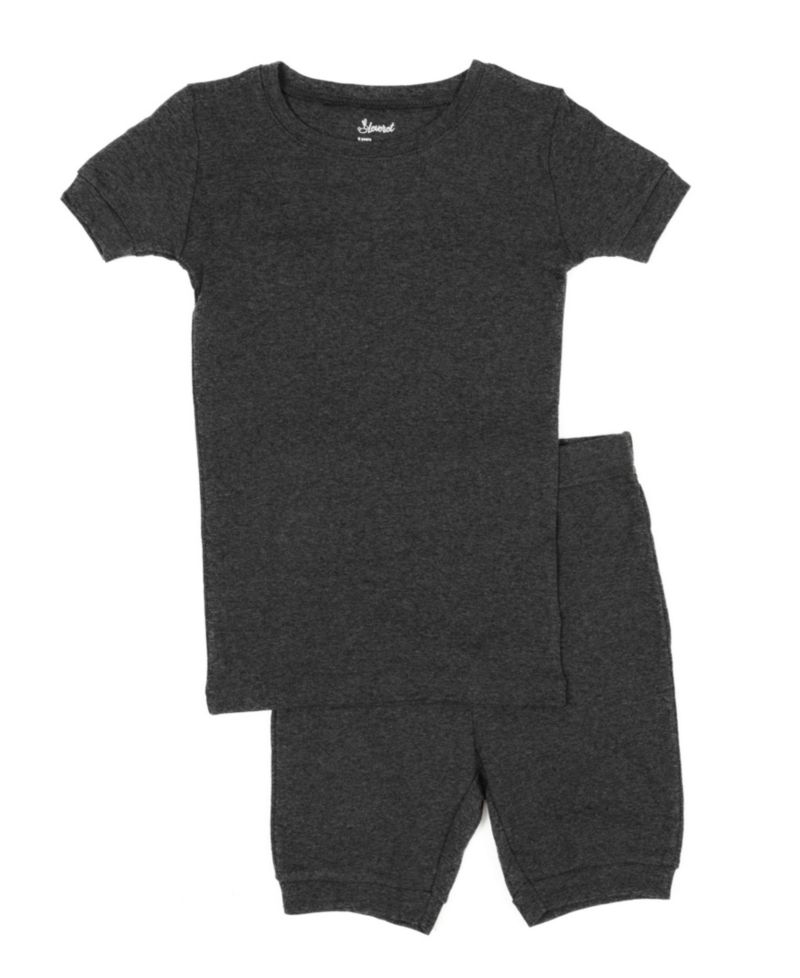 Kids Matching Family Two Piece Cotton Short Sleeve Shirt and Shorts Solid Color Pajamas 6-14