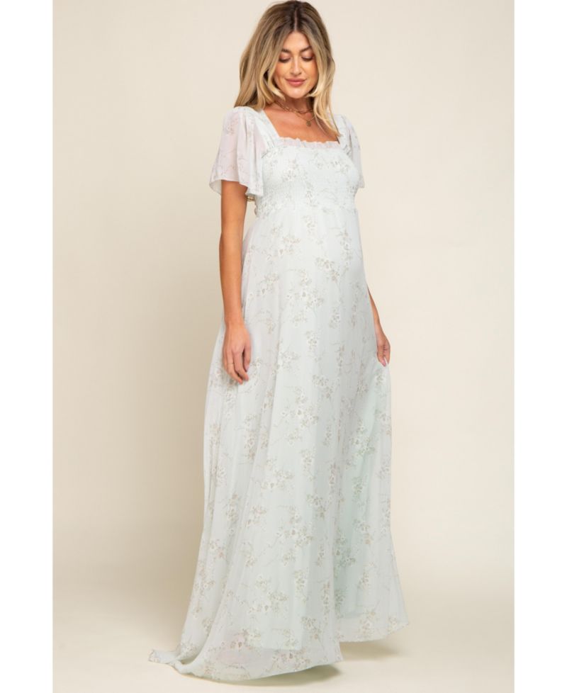 Women's Floral Smocked Chiffon Maxi Dress