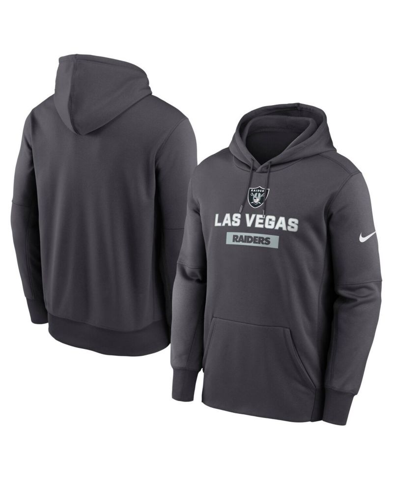 Men's Anthracite Las Vegas Raiders Toss Sweep Performance Pullover Hoodie
