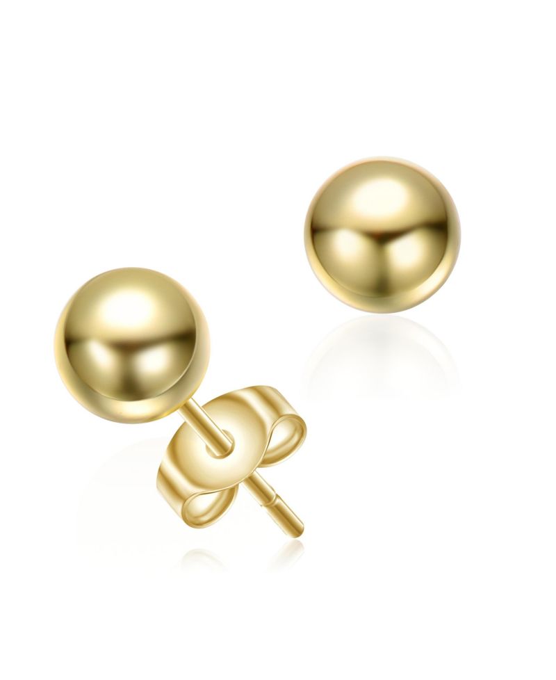 14k Gold Plated Round Ball Stud Earrings