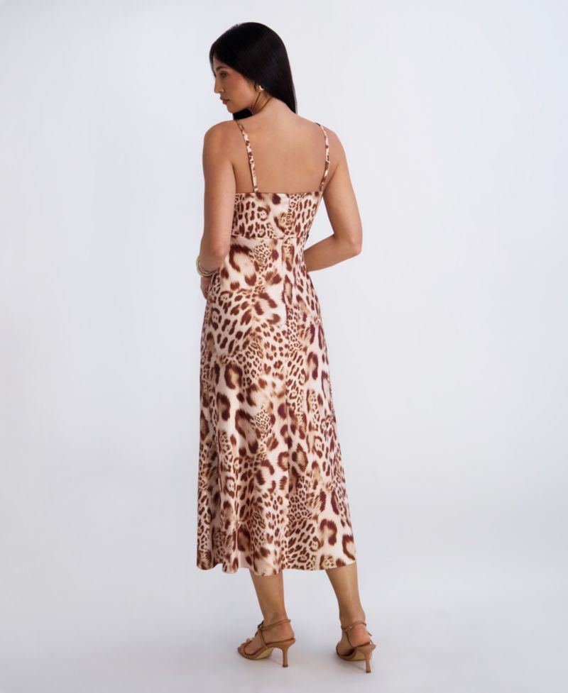 Women’s Animal Print Satin Midi Dress