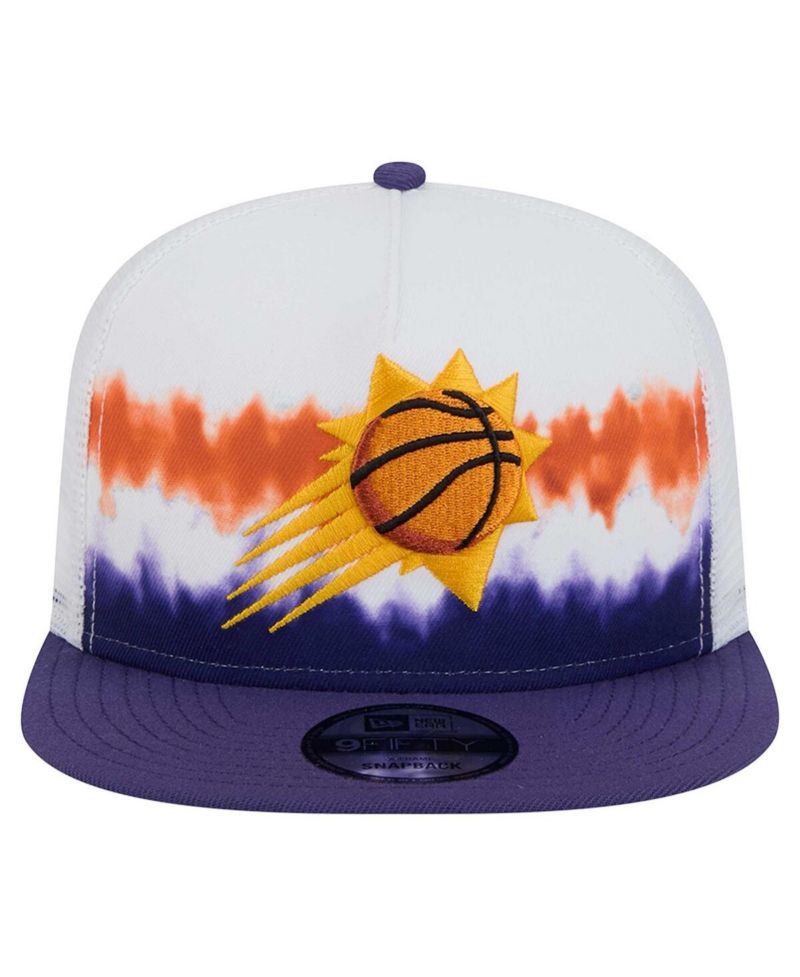 Men's White/Purple Phoenix Suns Dip-Dye 9FIFTY A-Frame Trucker Snapback Hat