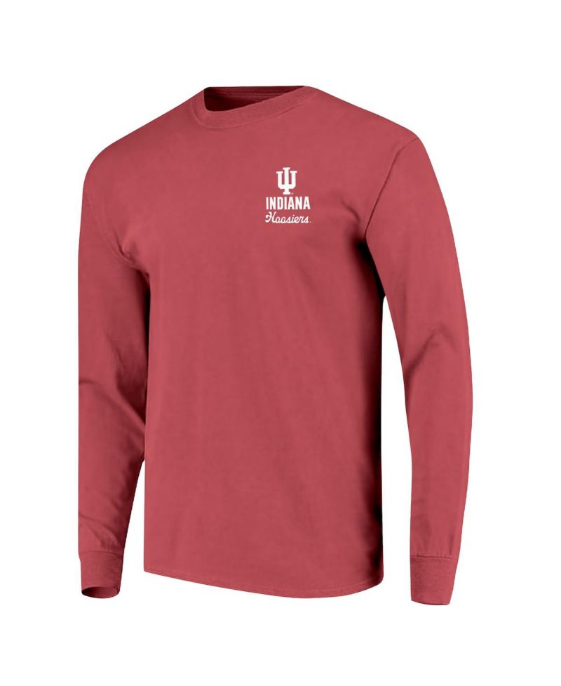Men's Crimson Indiana Hoosiers Comfort Colors Mascot Overlay Long Sleeve T-Shirt