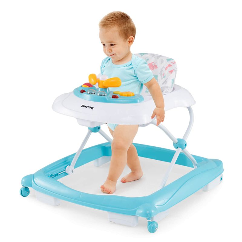 Foldable Baby Walker with 3 Adjustable Heights Comfy Padded Seat