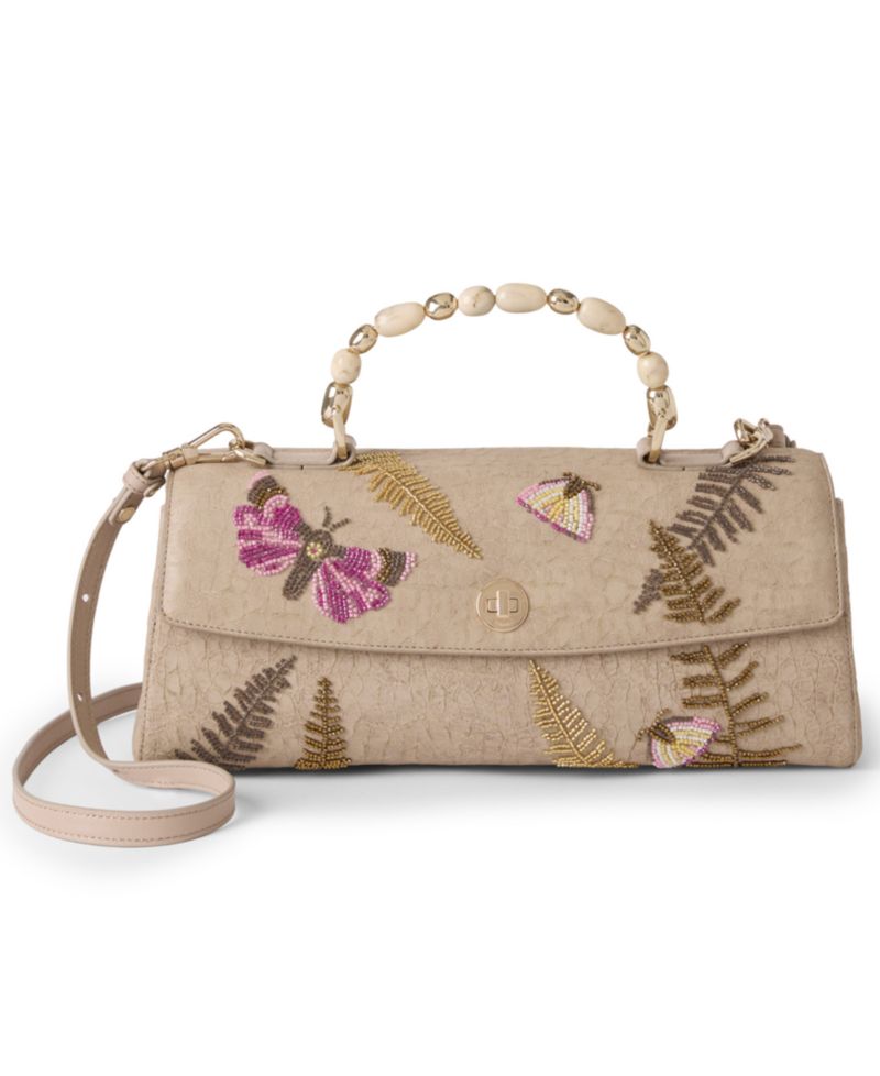 Dayan Woodland Leather Medium Fossilized Satchel Handbag