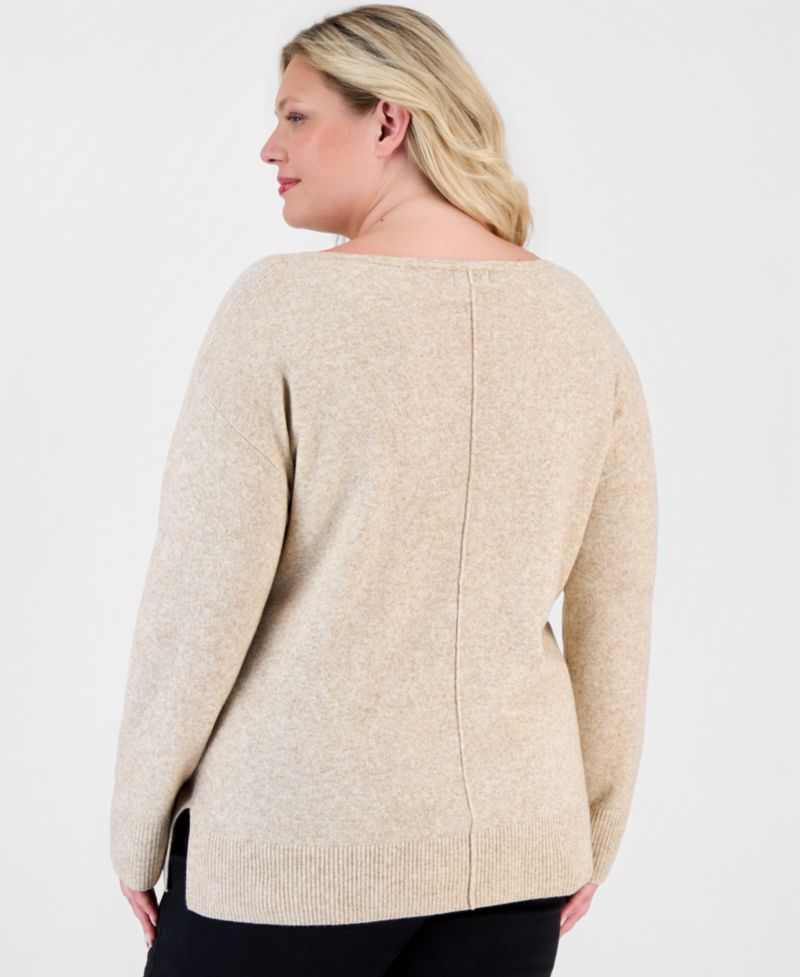 Plus Luxsoft Seamfront Boatneck Tunic Sweater