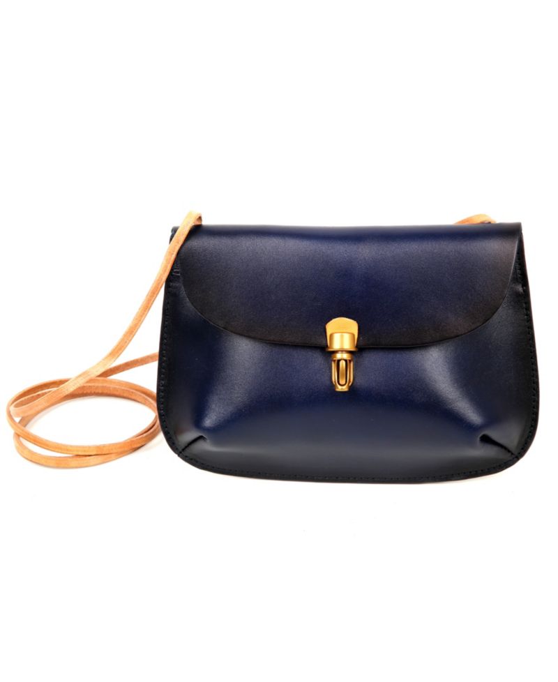 Ada Small Leather Pushlock Crossbody Bag