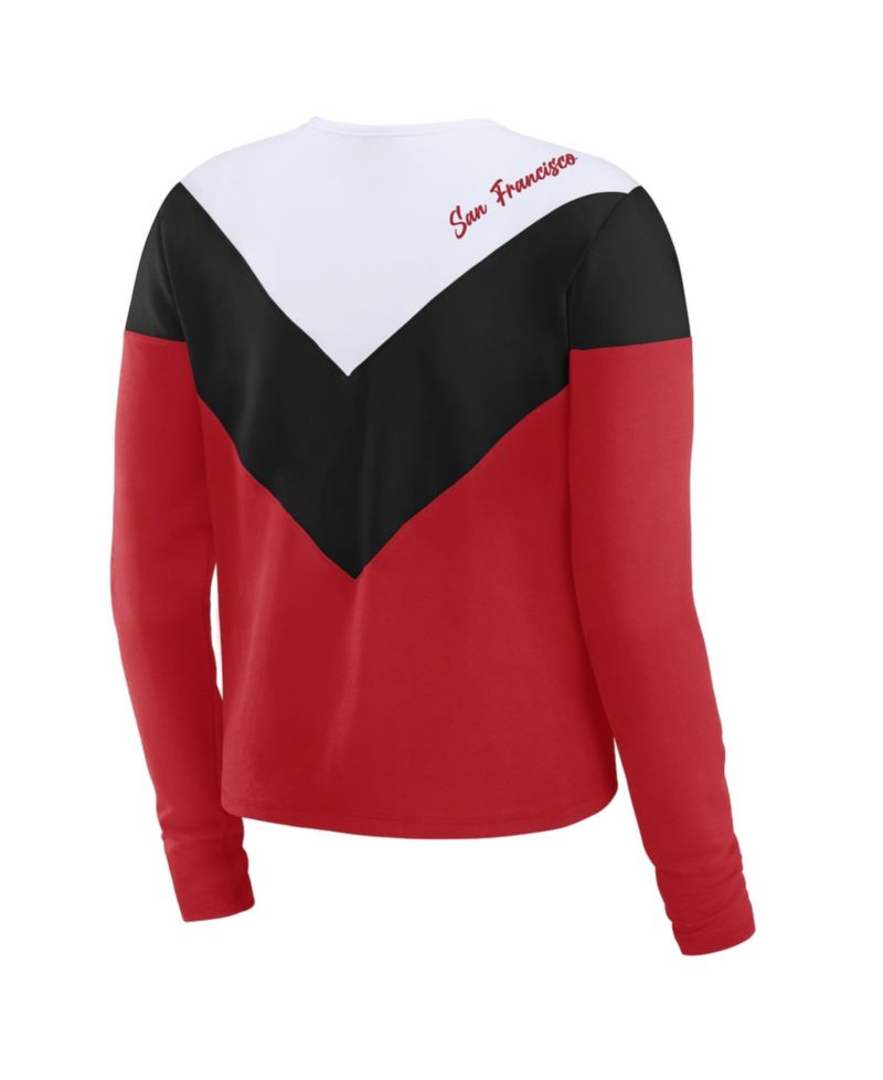 Women's Scarlet/Black San Francisco 49ers Plus Size Chevron Tri-Blend Long Sleeve T-Shirt