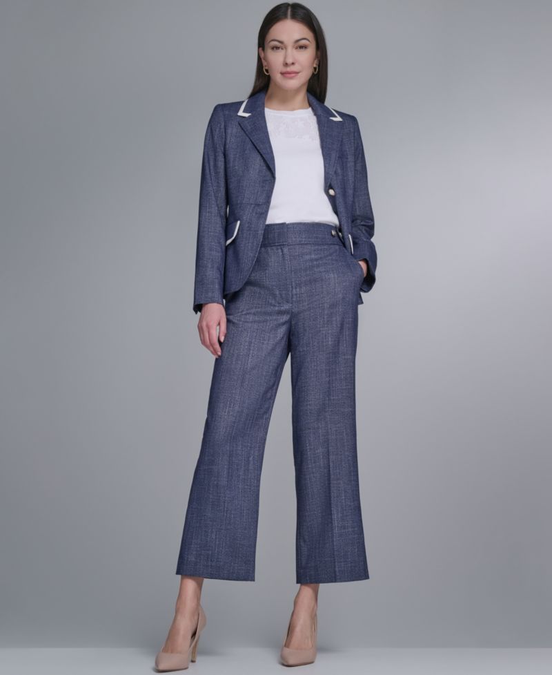 Women's Crosshatch Blazer and Tab Waistband Pants