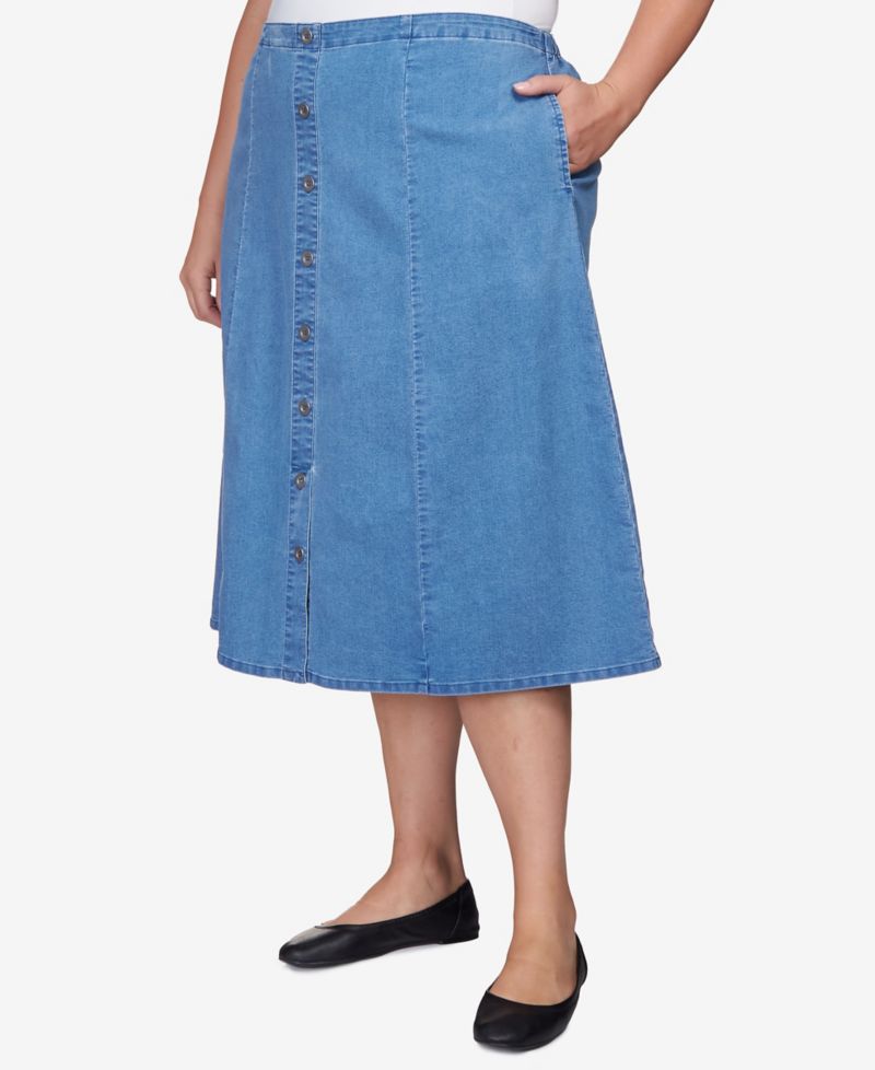 Plus Size Paneled Denim Skirt