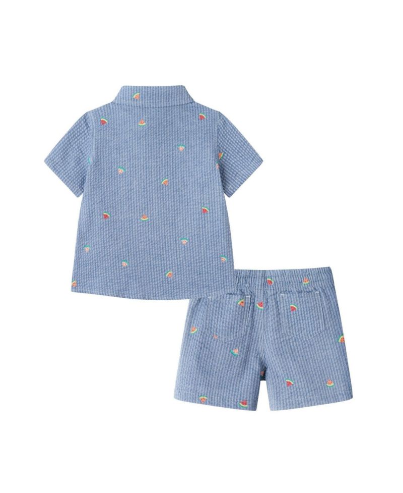 Boys 9-12M, 18-24M Watermelon Stripe Buttondown and Short Set