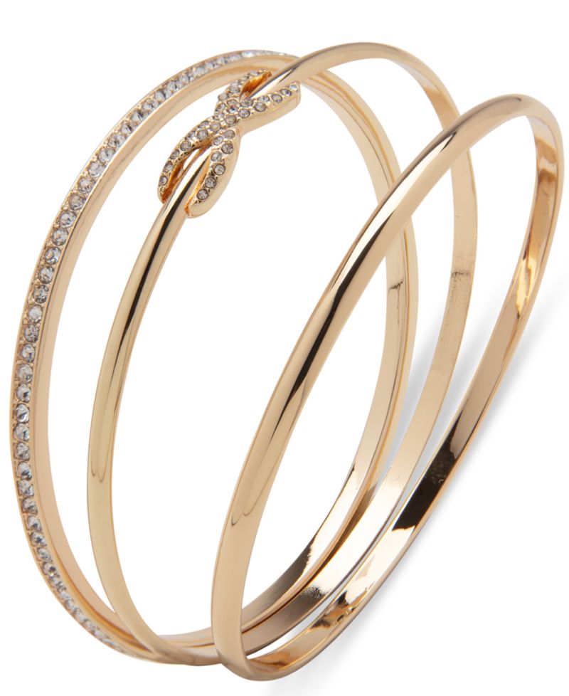 Gold-Tone 3-Pc. Set Pav&eacute; Infinity Bangle Bracelets