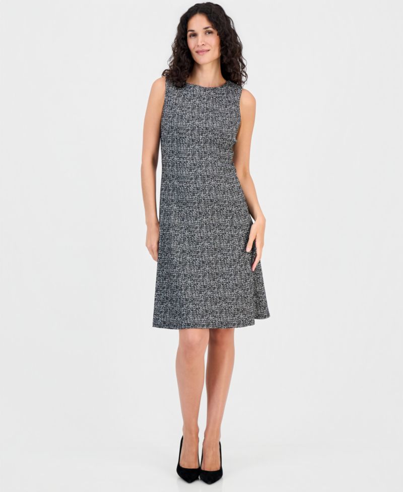 Women's Boat-Neck Sleeveless Fit & Flare Dress