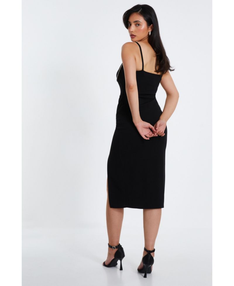 Women's Scuba Crepe Diamante Midi Dress