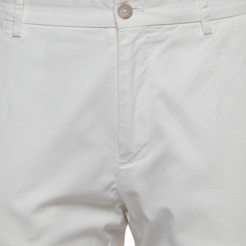 Women's White Cotton Straight Fit Trousers