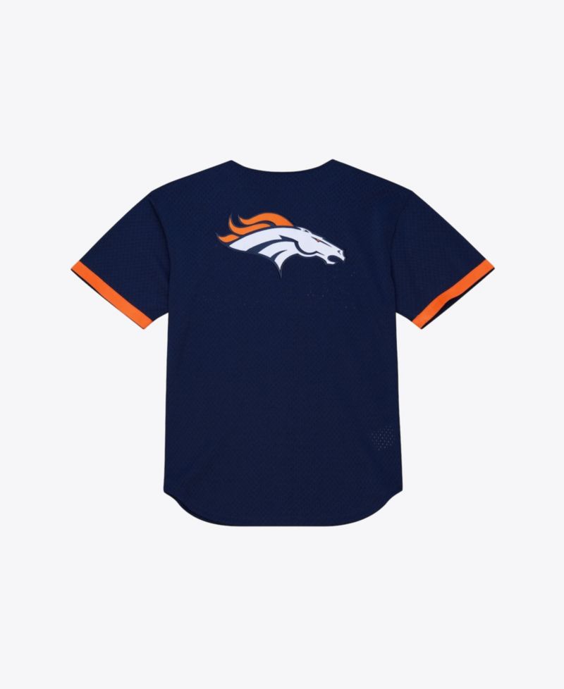 Men's Navy Denver Broncos Head Coach Mesh Full-Button Fashion Jersey