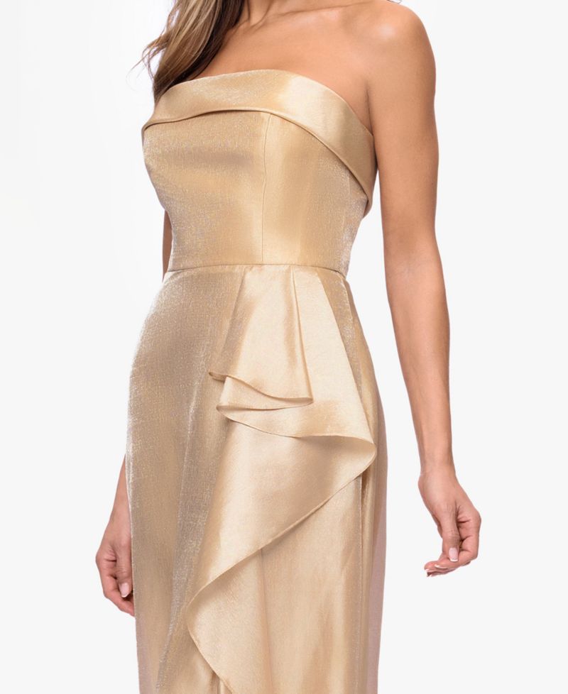 Petite Sleeveless A-Line Strapless Gown