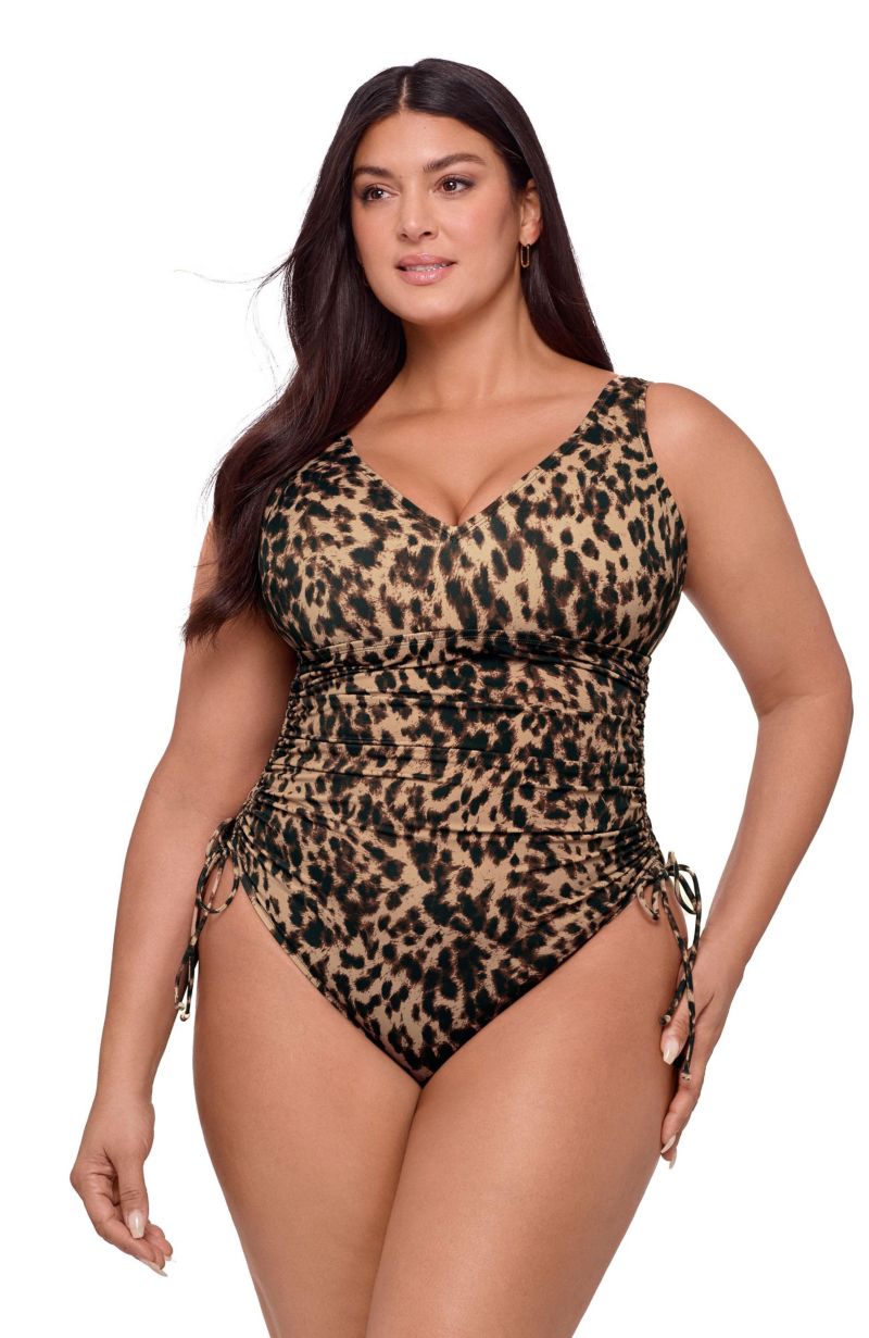 Women's Smoothing and Sculpting Adjustable Low Cinched One-Piece Swimsuit