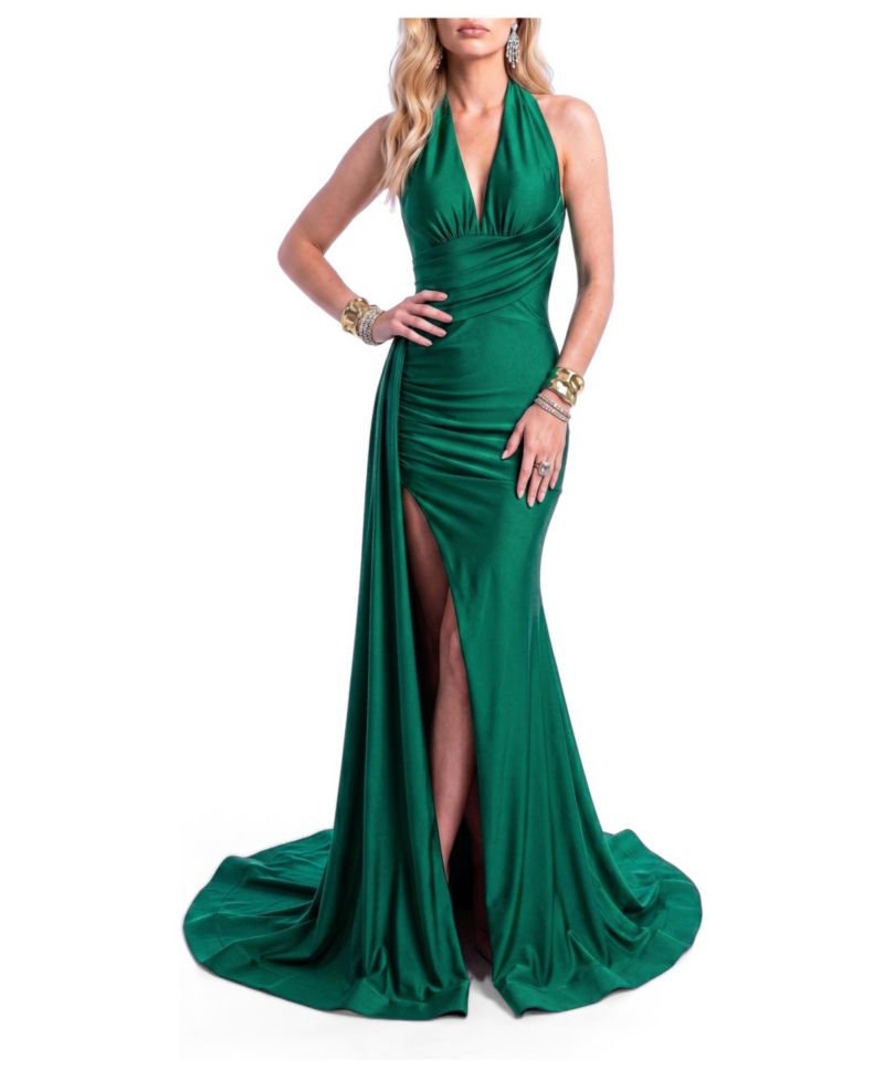 Women's Ruched Halter Mermaid Gown