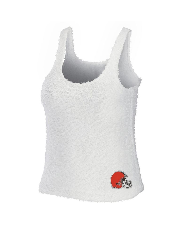 Women's Cream Cleveland Browns Cozy Scoop Neck Tank Top Pants Sleep Set