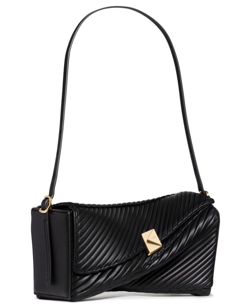 Deco Pleated Twisted Flap Small Shoulder Bag