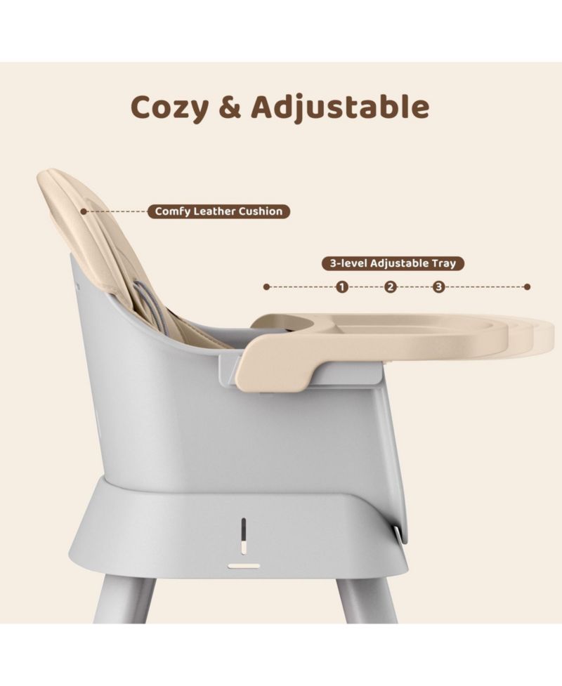 8-in-1 Baby High Chair Converts to Booster Seat and Kids Table Set with Removable Tray