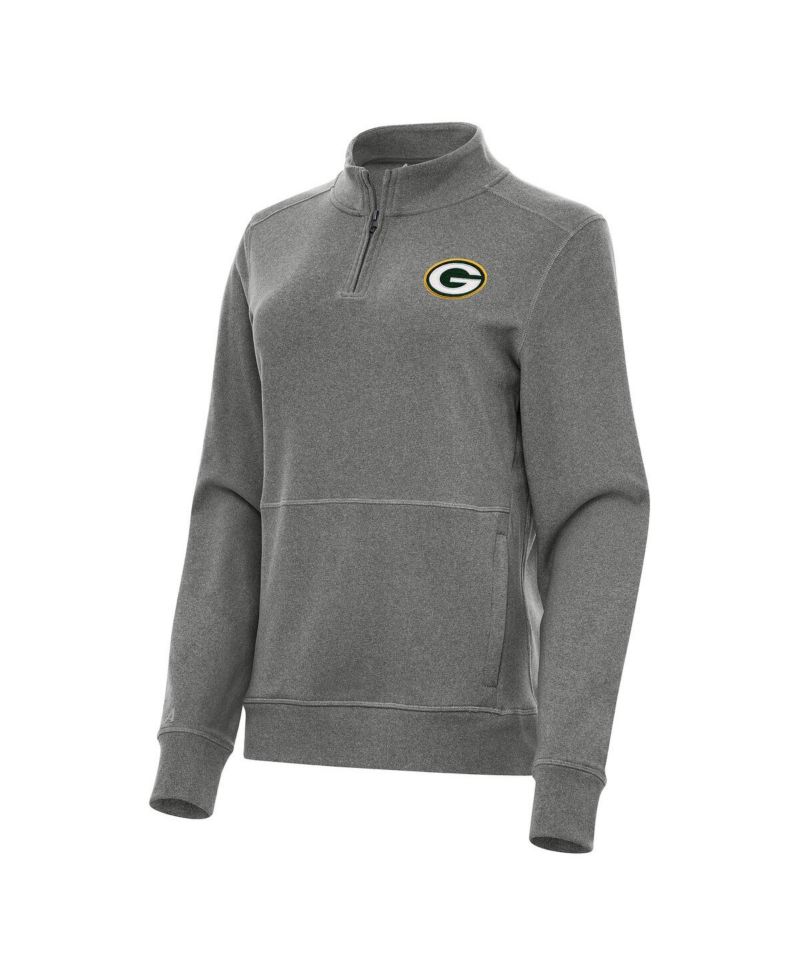 Women's Heather Black Green Bay Packers Crush Quarter-Zip Jacket
