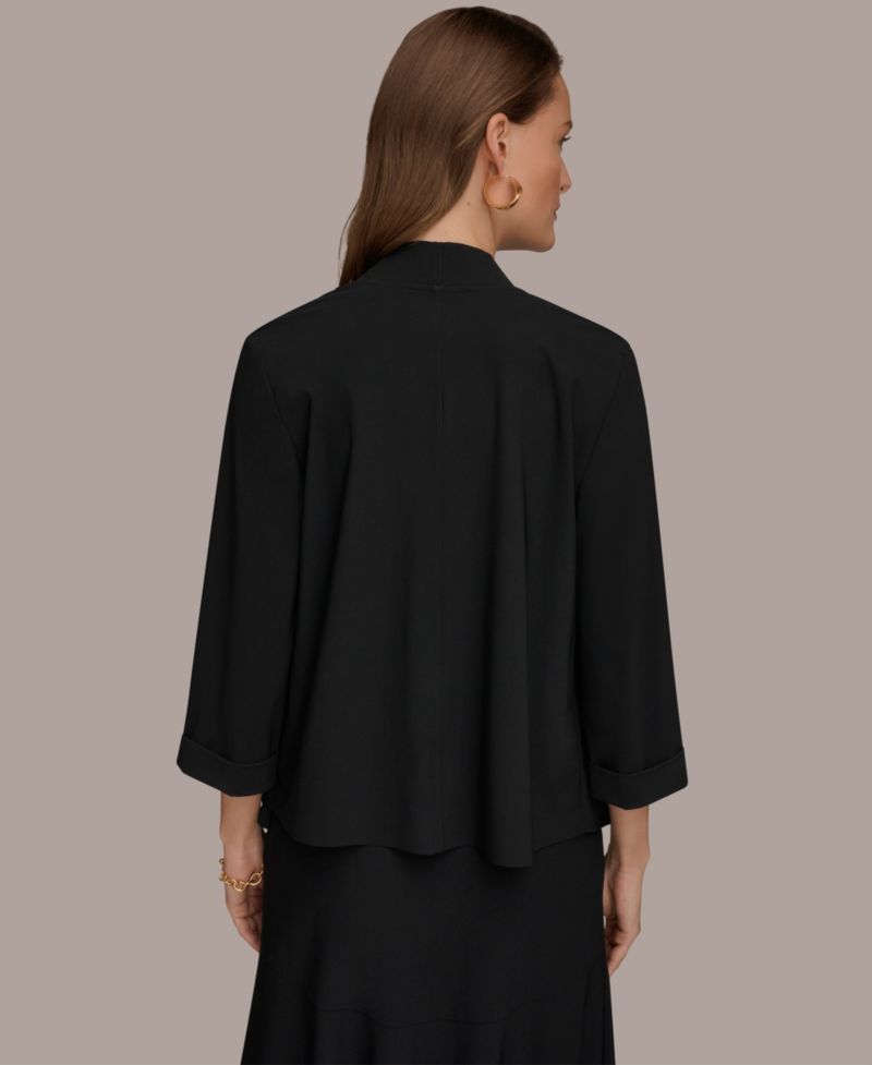 Women's Four Way Stretch Knit 3/4 Sleeve Open Front Cardigan Jacket