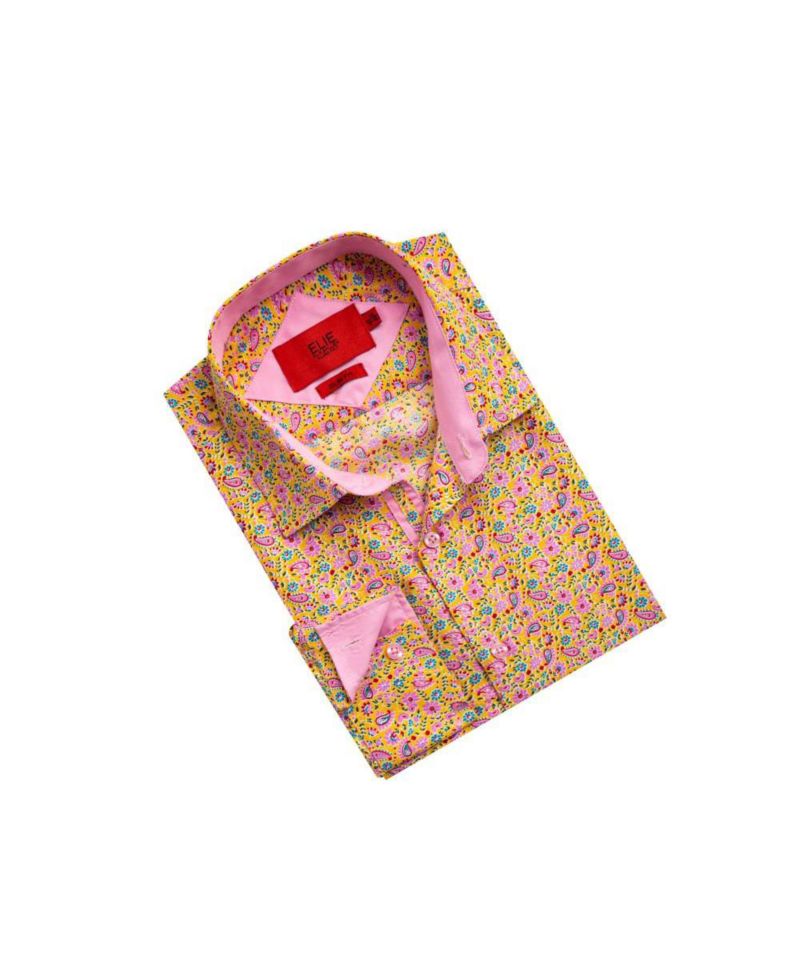 Men's Slim Fit Paisley Print Button-Down Shirt By